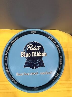 Vintage Pabst Blue Ribbon Metal Beer Serving Tray- Rare Display #1023. Authentic